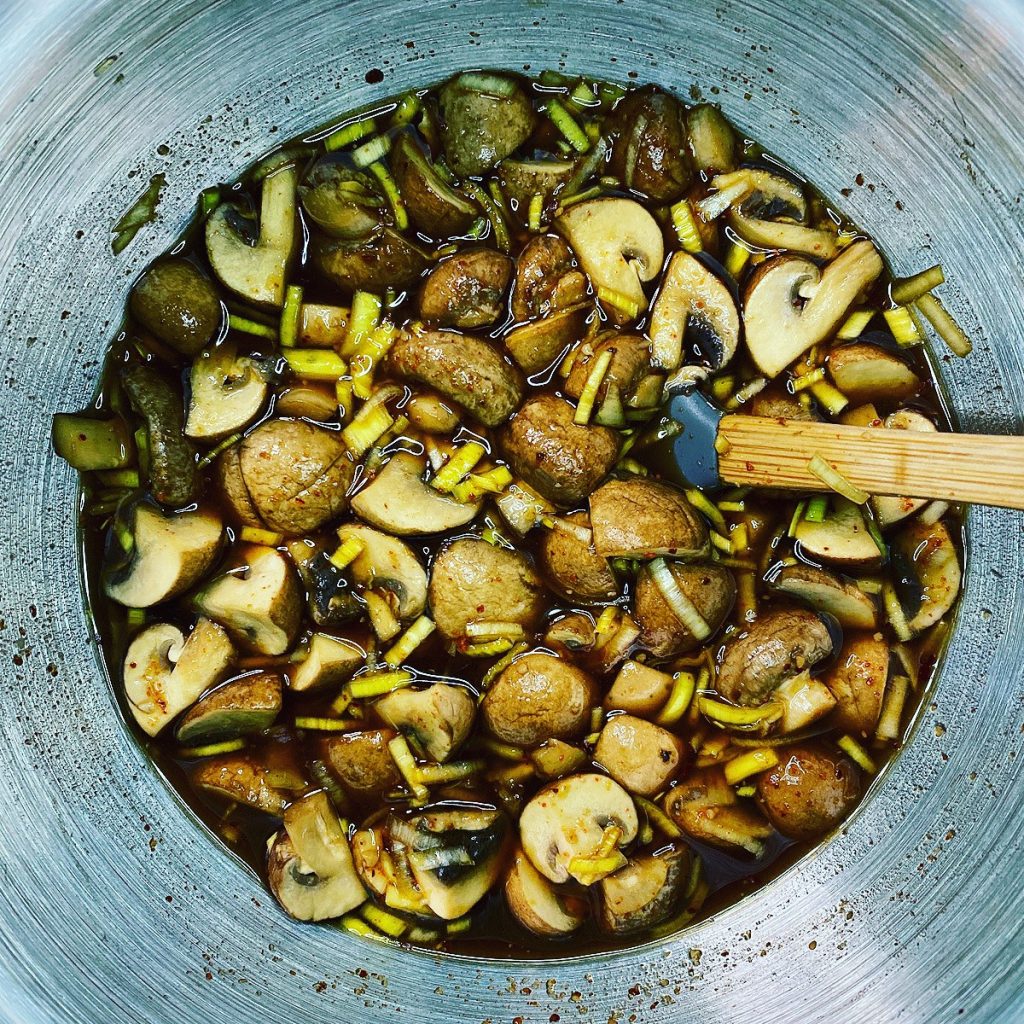 Miso pickled mushrooms